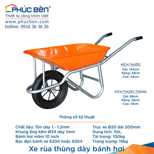 Xe rùa thùng dày bánh hơi