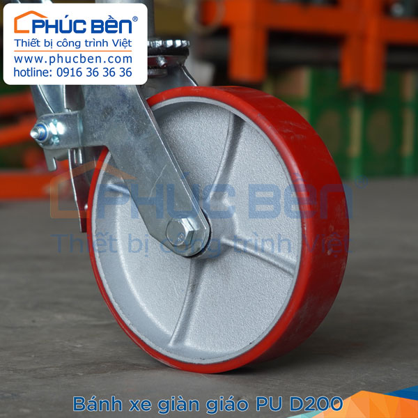 Bánh xe giàn giáo PU D200 Bánh xe giàn giáo PU D200 tải trọng 400kg