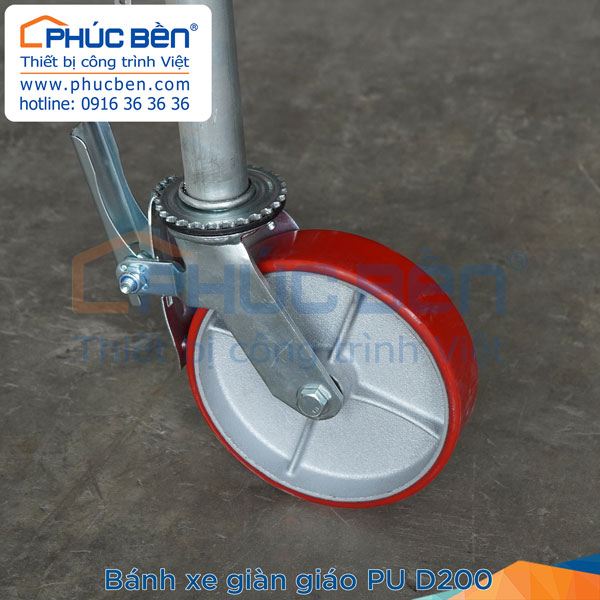 Bánh xe giàn giáo PU D200 Bánh xe giàn giáo PU D200 tải trọng 400kg