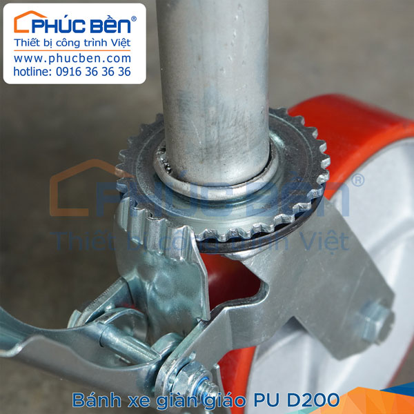 Bánh xe giàn giáo PU D200 Bánh xe giàn giáo PU D200 tải trọng 400kg