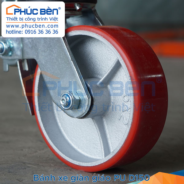 Bánh xe giàn giáo PU D150 Bánh xe giàn giáo PU D150 tải trọng 350kg