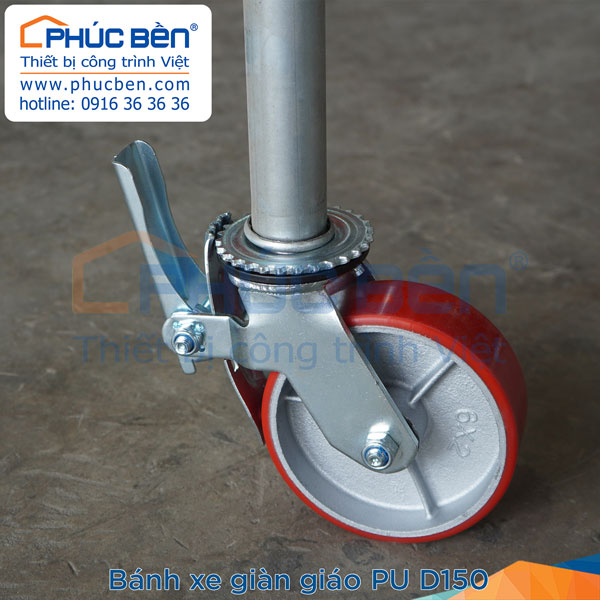 Bánh xe giàn giáo PU D150 Bánh xe giàn giáo PU D150 tải trọng 350kg