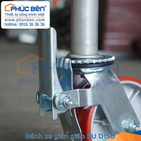 Bánh xe giàn giáo PU D150 Bánh xe giàn giáo PU D150 tải trọng 350kg